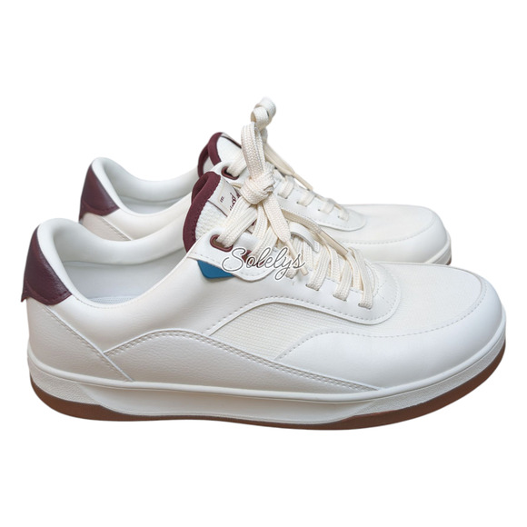 Vessi Courtside Classic Men 10 Waterproof Off White Mahogany Red Lace Up Sneaker - Picture 1 of 10